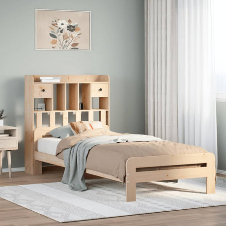 Bookcase Bed Without Mattress King Size Solid Wood Pine