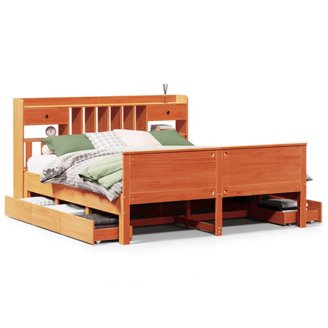 Bookcase Bed Without Mattress Solid Wood Pine