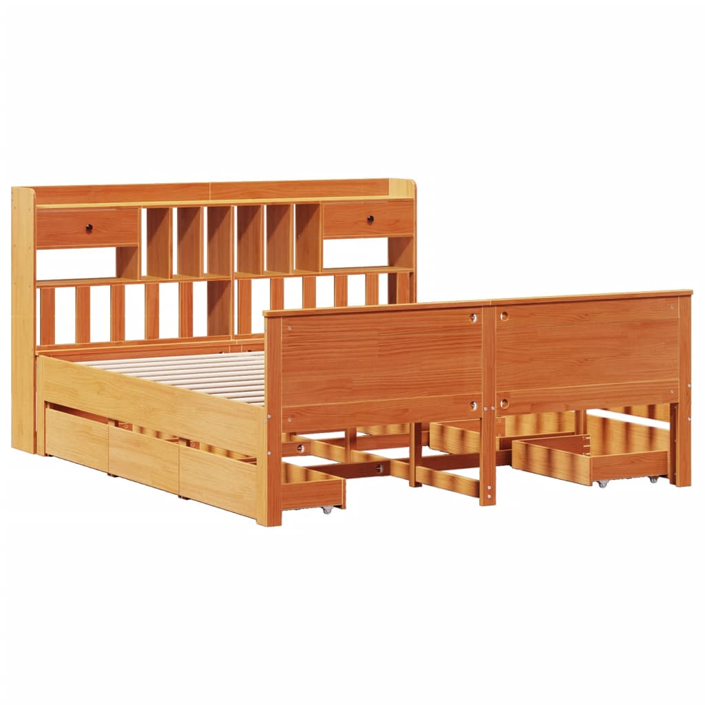 Bookcase Bed Without Mattress Solid Wood Pine