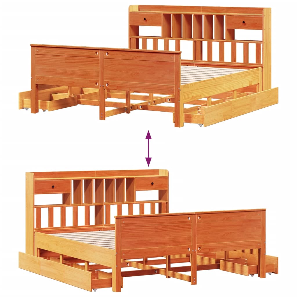 Bookcase Bed Without Mattress Solid Wood Pine