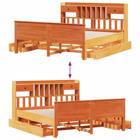 Bookcase Bed Without Mattress Solid Wood Pine