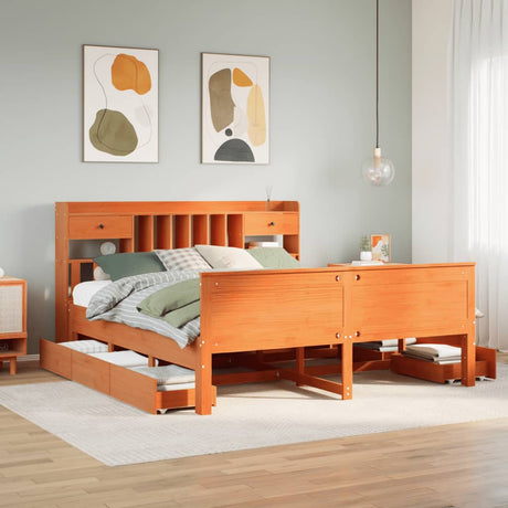 Bookcase Bed Without Mattress Solid Wood Pine