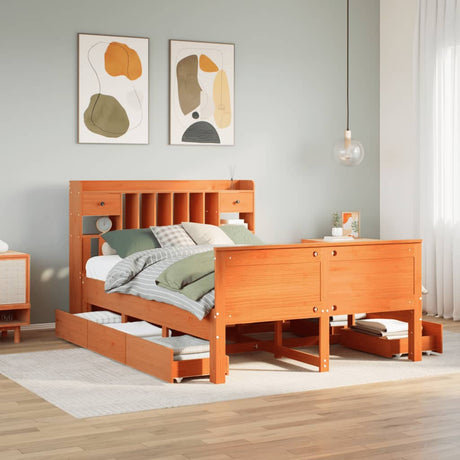 Bookcase Bed Without Mattress Solid Wood Pine