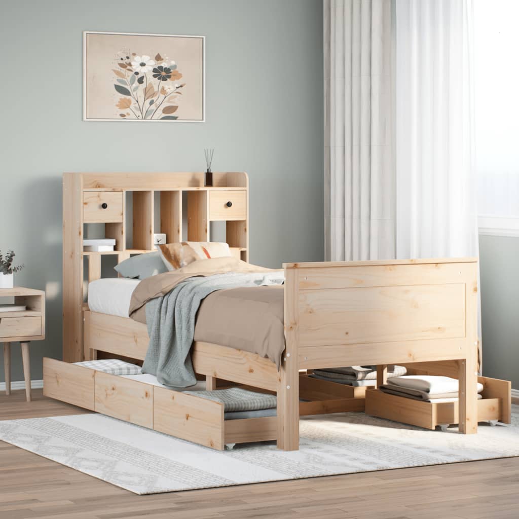 Bookcase Bed Without Mattress Solid Wood Pine