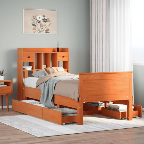 Bookcase Bed Without Mattress Solid Wood Pine