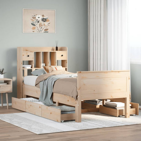 Bookcase Bed Without Mattress Solid Wood Pine