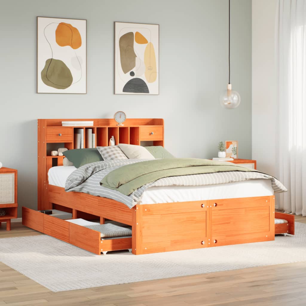 Bookcase Bed Without Mattress Solid Wood Pine