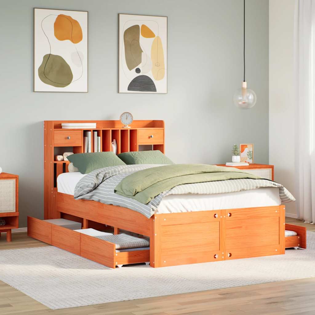 Bookcase Bed Without Mattress Solid Wood Pine