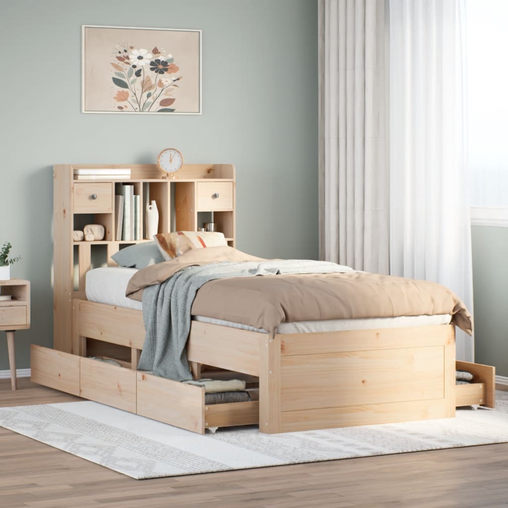 Bookcase Bed Without Mattress Solid Wood Pine