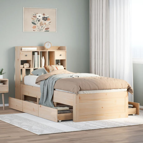 Bookcase Bed Without Mattress Solid Wood Pine