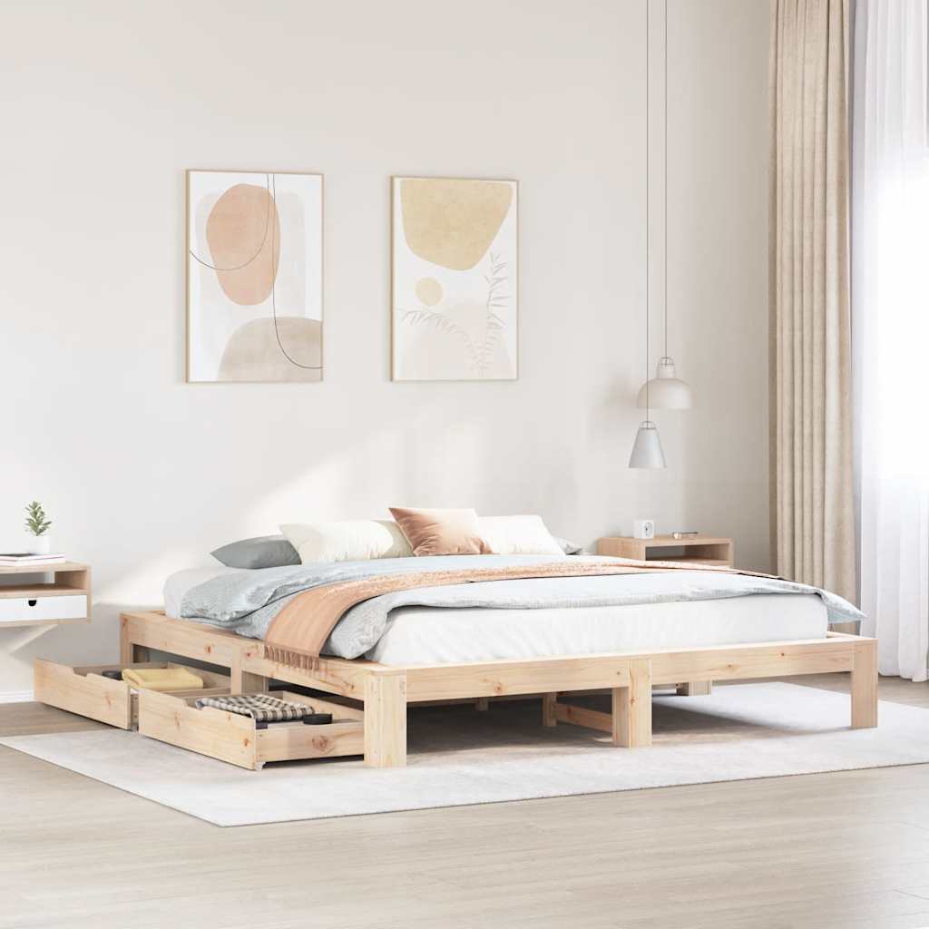 Bed Frame Without Mattress King Size Solid Wood Pine