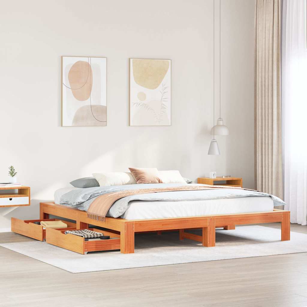 Bed Frame Without Mattress King Size Solid Wood Pine
