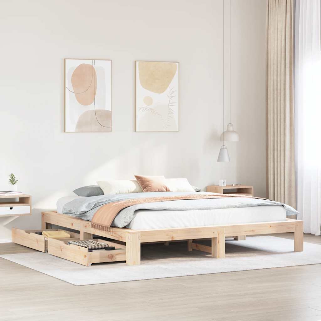 Bed Frame Without Mattress King Size Solid Wood Pine