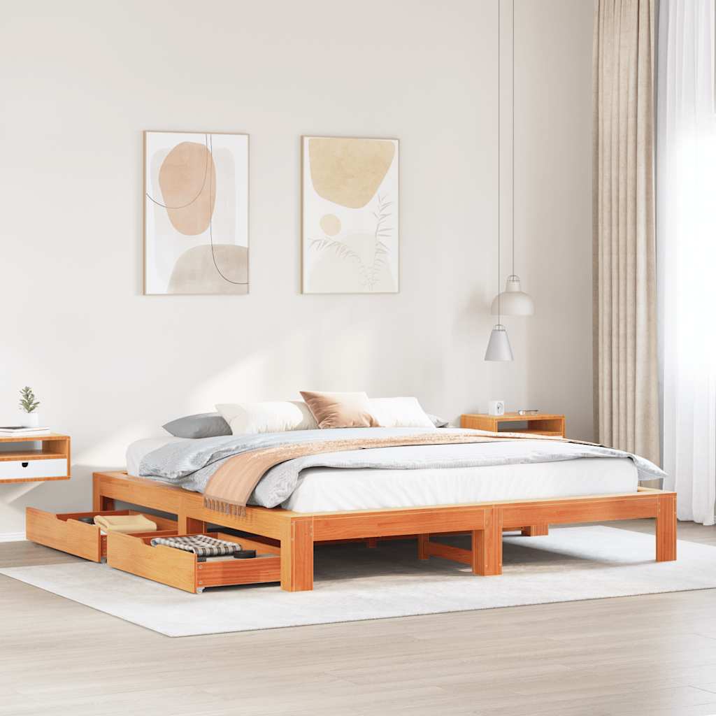 Bed Frame Without Mattress King Size Solid Wood Pine