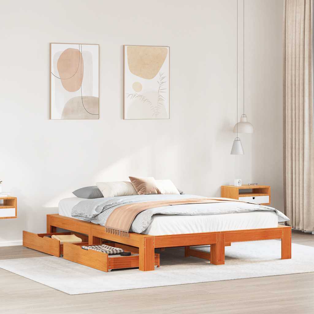 Bed Frame Without Mattress King Size Solid Wood Pine