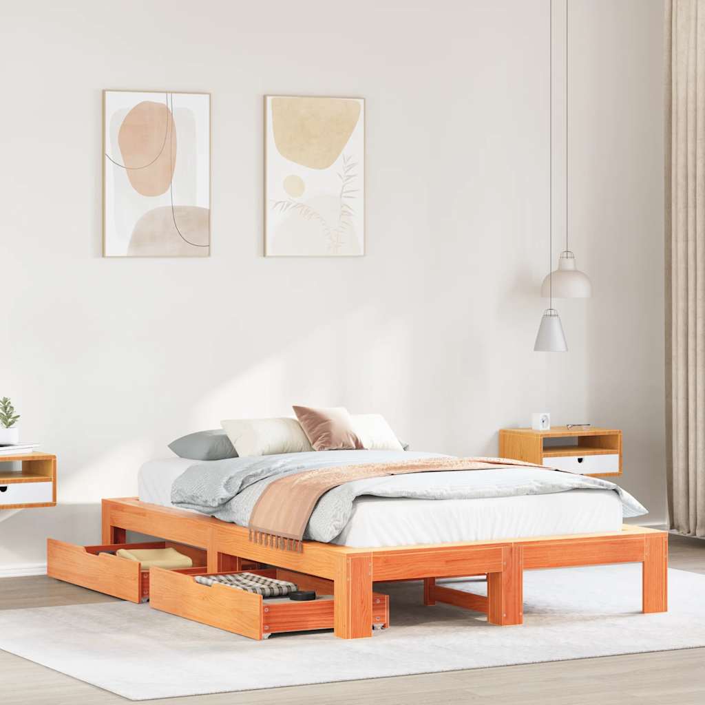 Bed Frame Without Mattress King Size Solid Wood Pine