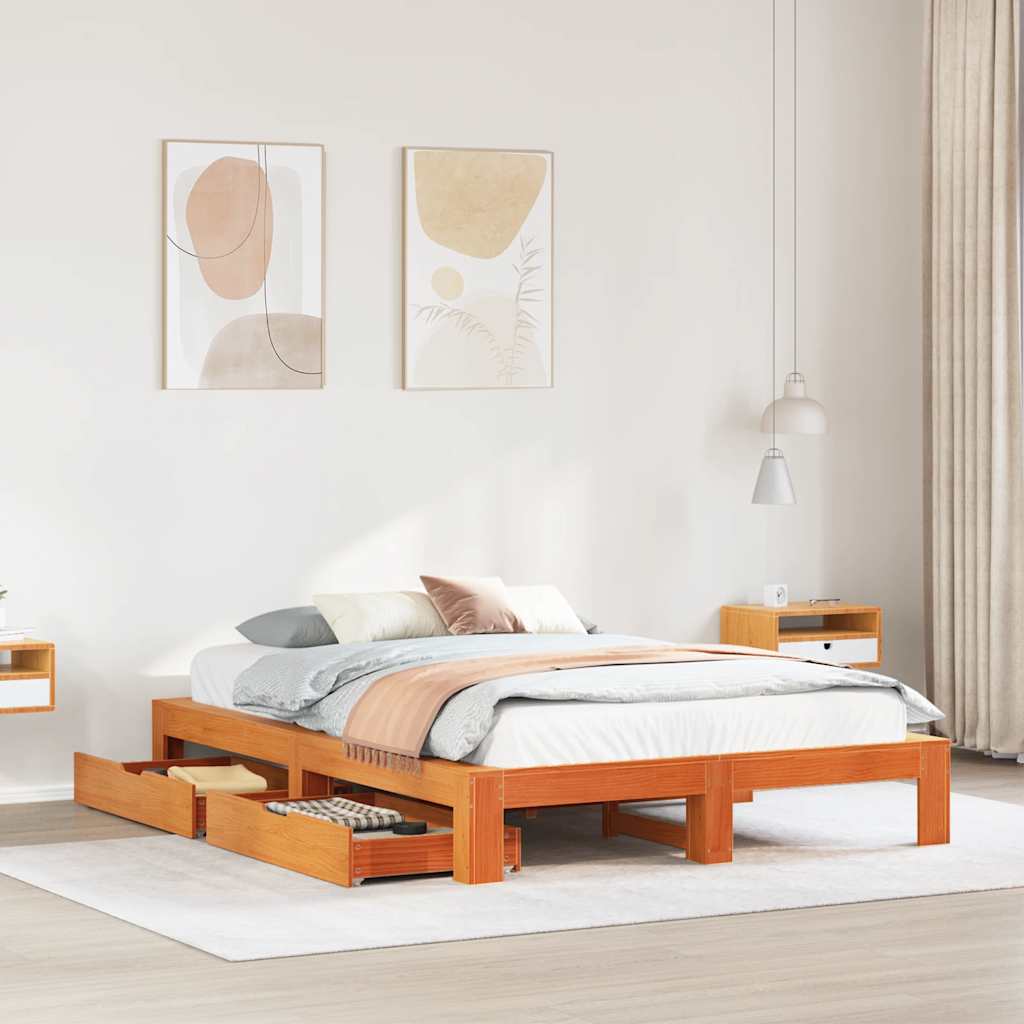 Bed Frame Without Mattress King Size Solid Wood Pine