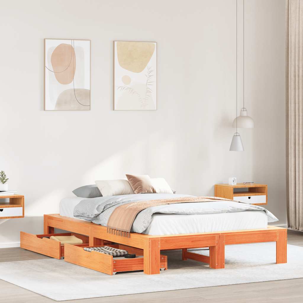 Bed Frame Without Mattress King Size Solid Wood Pine
