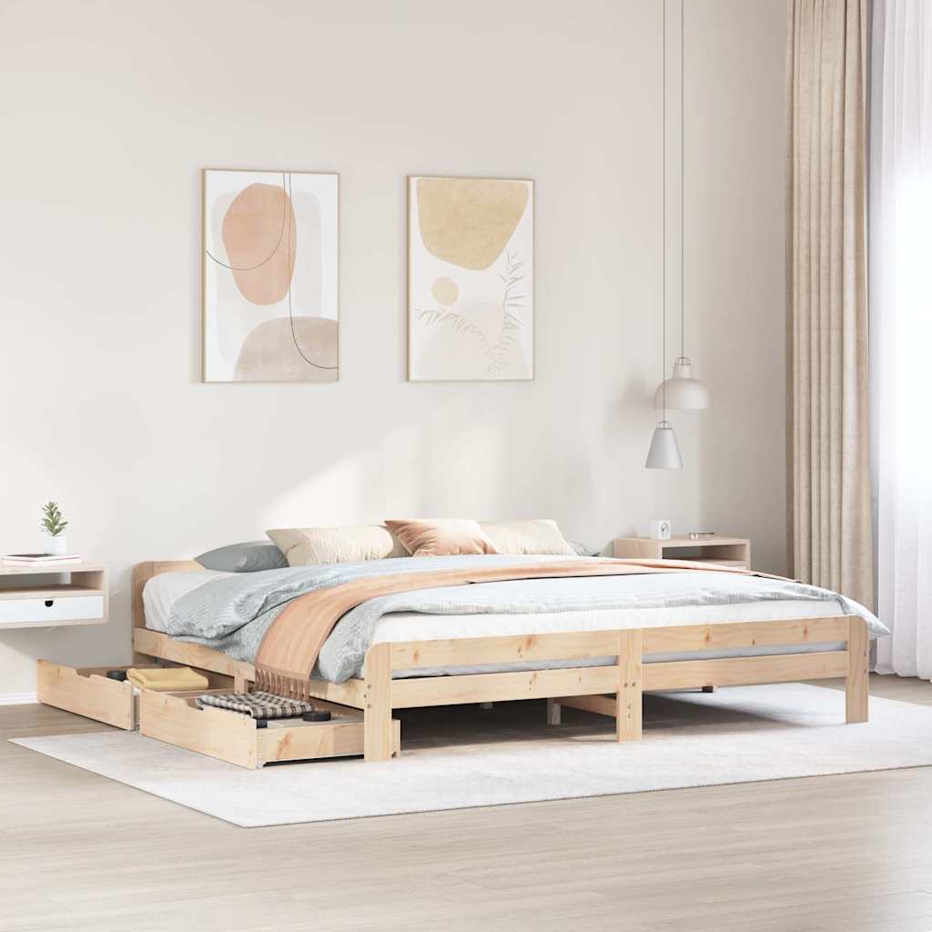 Bed Frame Without Mattress Solid Wood Pine