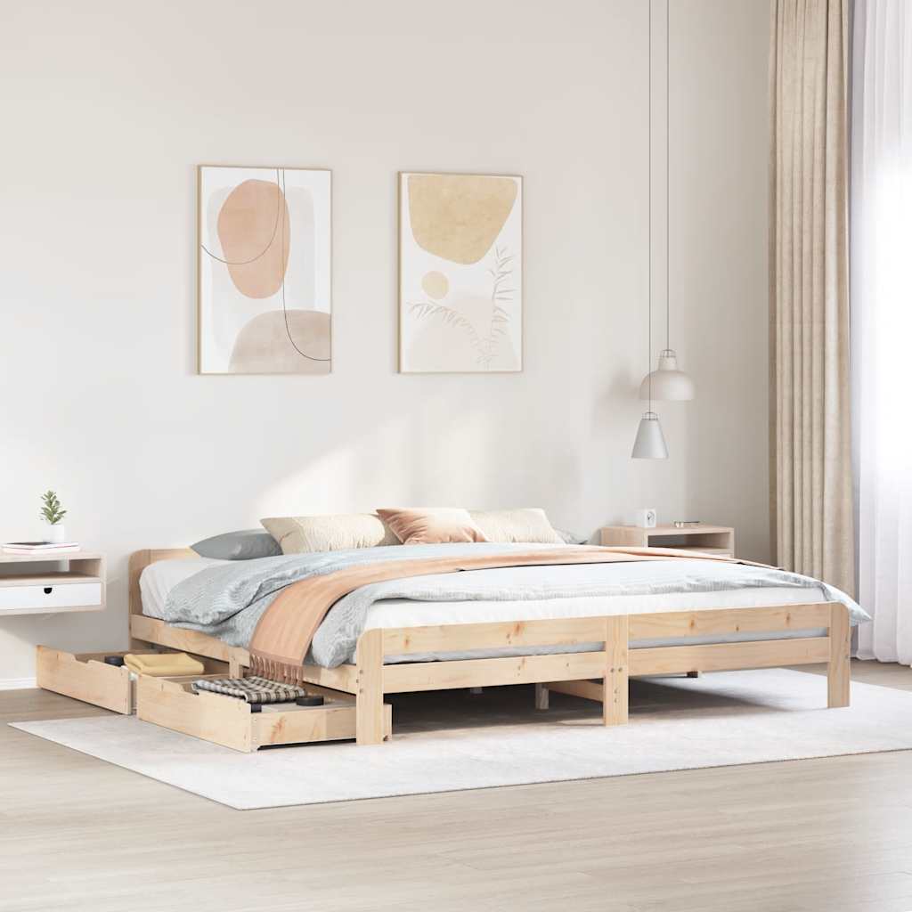 Bed Frame Without Mattress Solid Wood Pine
