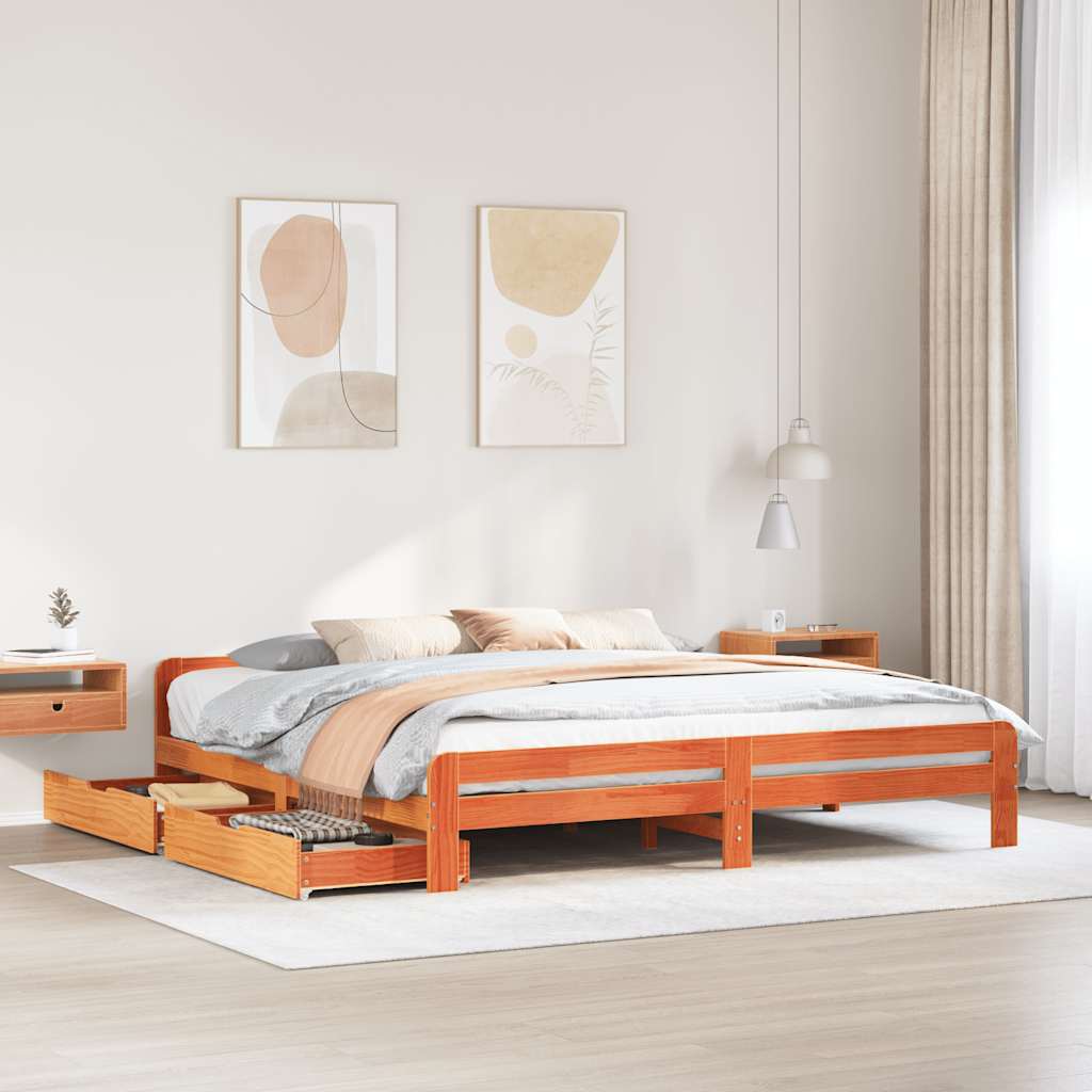 Bed Frame Without Mattress Solid Wood Pine