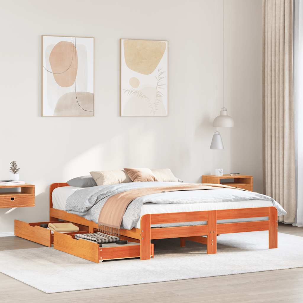 Bed Frame Without Mattress Solid Wood Pine