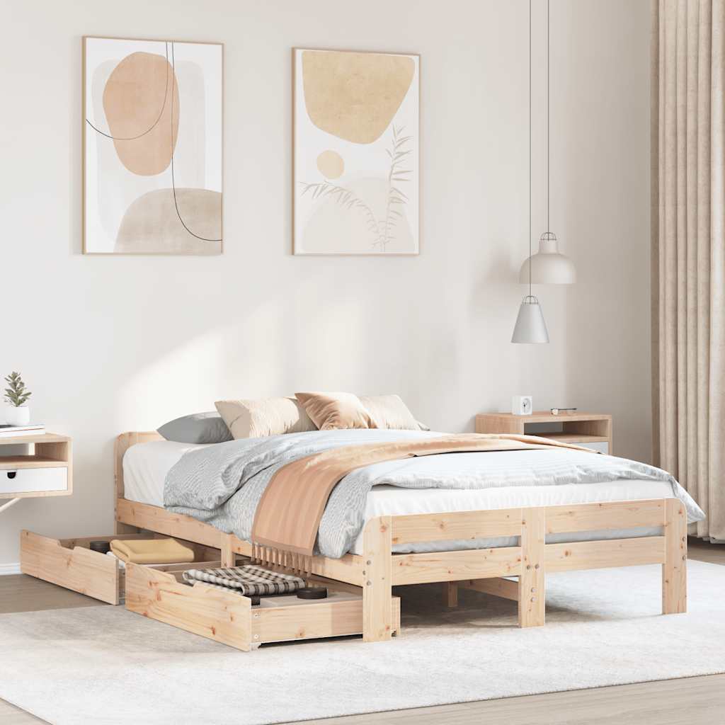Bed Frame Without Mattress Solid Wood Pine