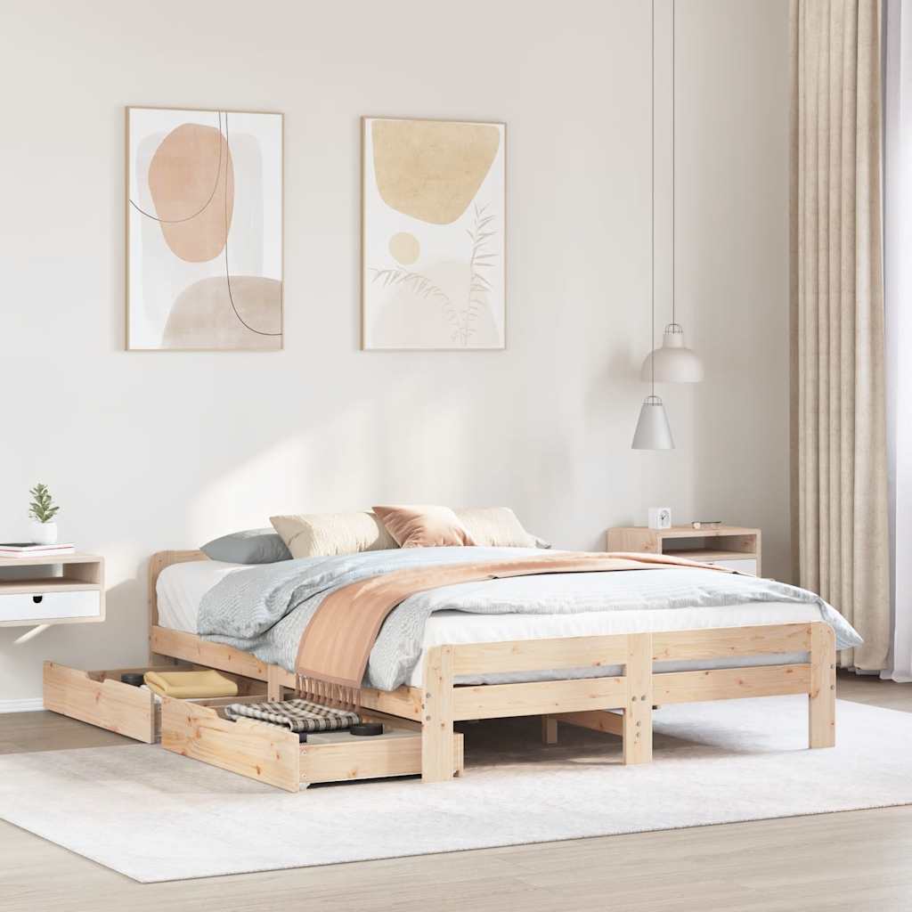 Bed Frame Without Mattress Solid Wood Pine