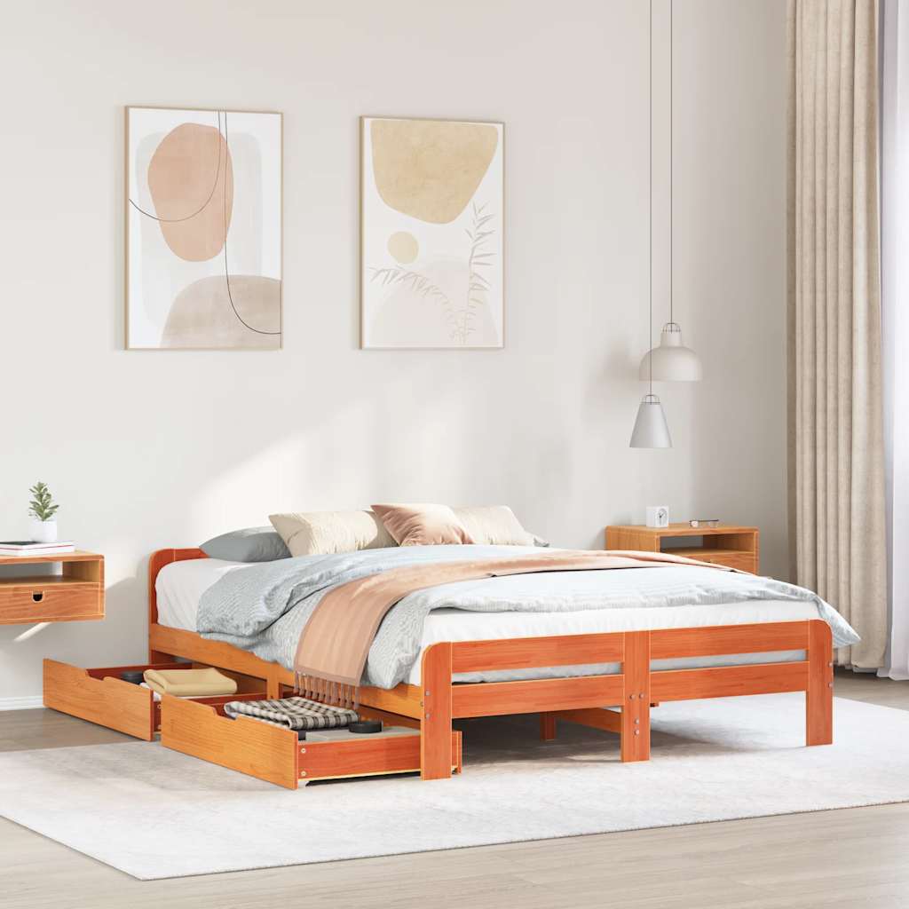 Bed Frame Without Mattress Solid Wood Pine