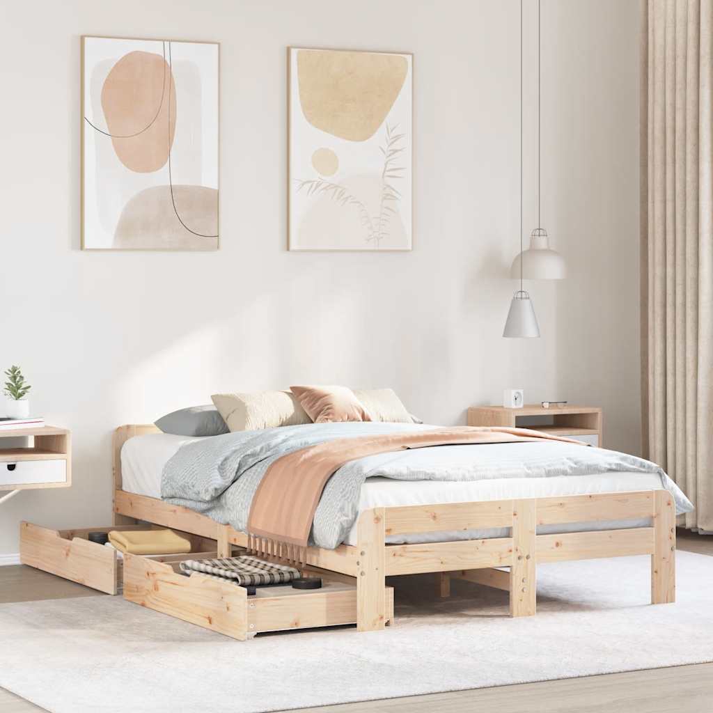 Bed Frame Without Mattress Solid Wood Pine