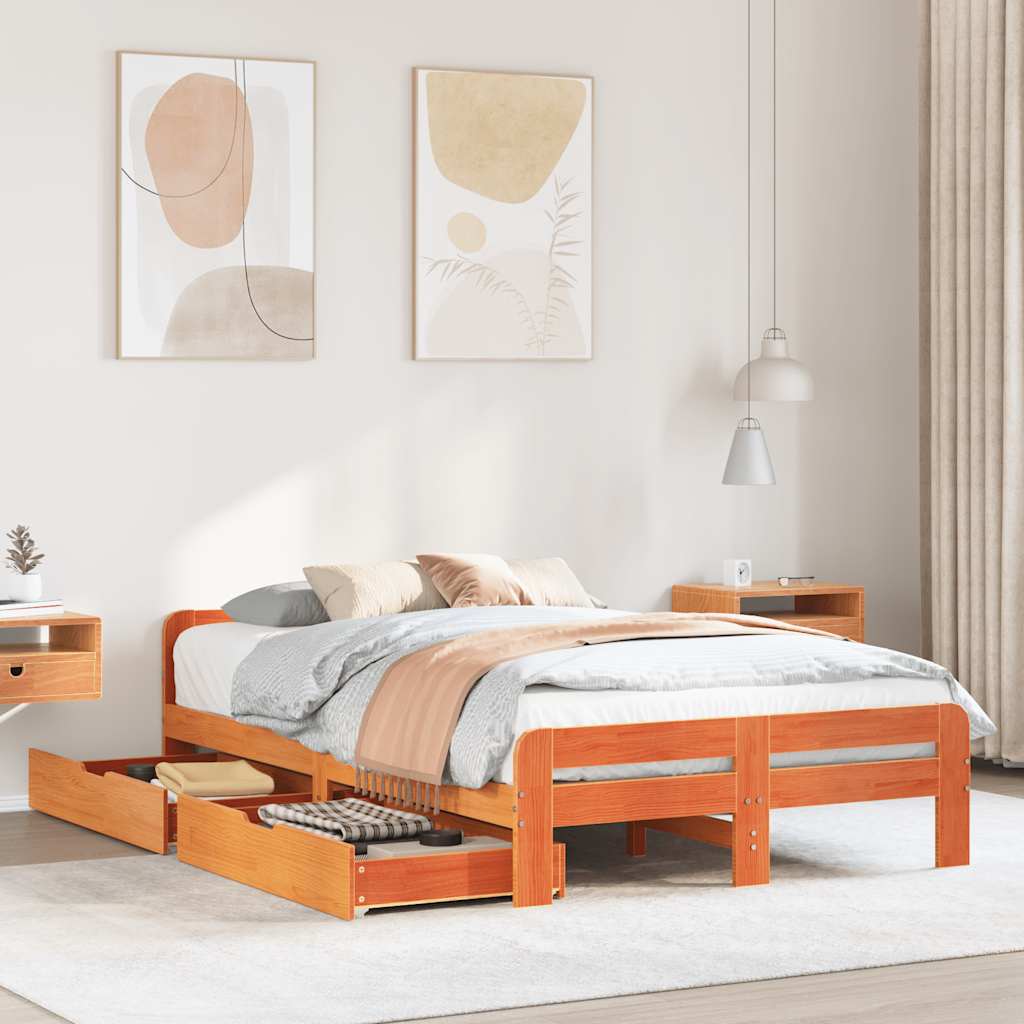 Bed Frame Without Mattress Solid Wood Pine