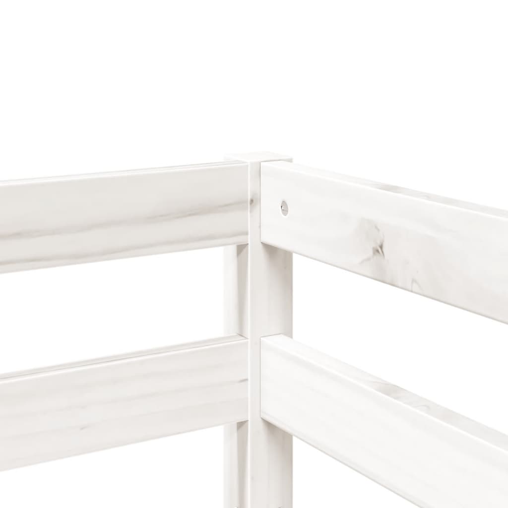 Kids' Loft Bed With Curtains White&Black Solid Wood Pine