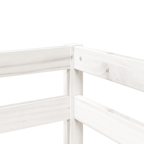 Kids' Loft Bed With Curtains White&Black Solid Wood Pine