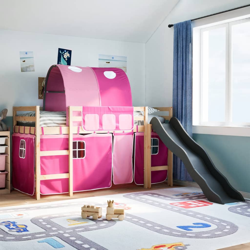 Kids' Loft Bed With Tunnel Blue Solid Wood Pine