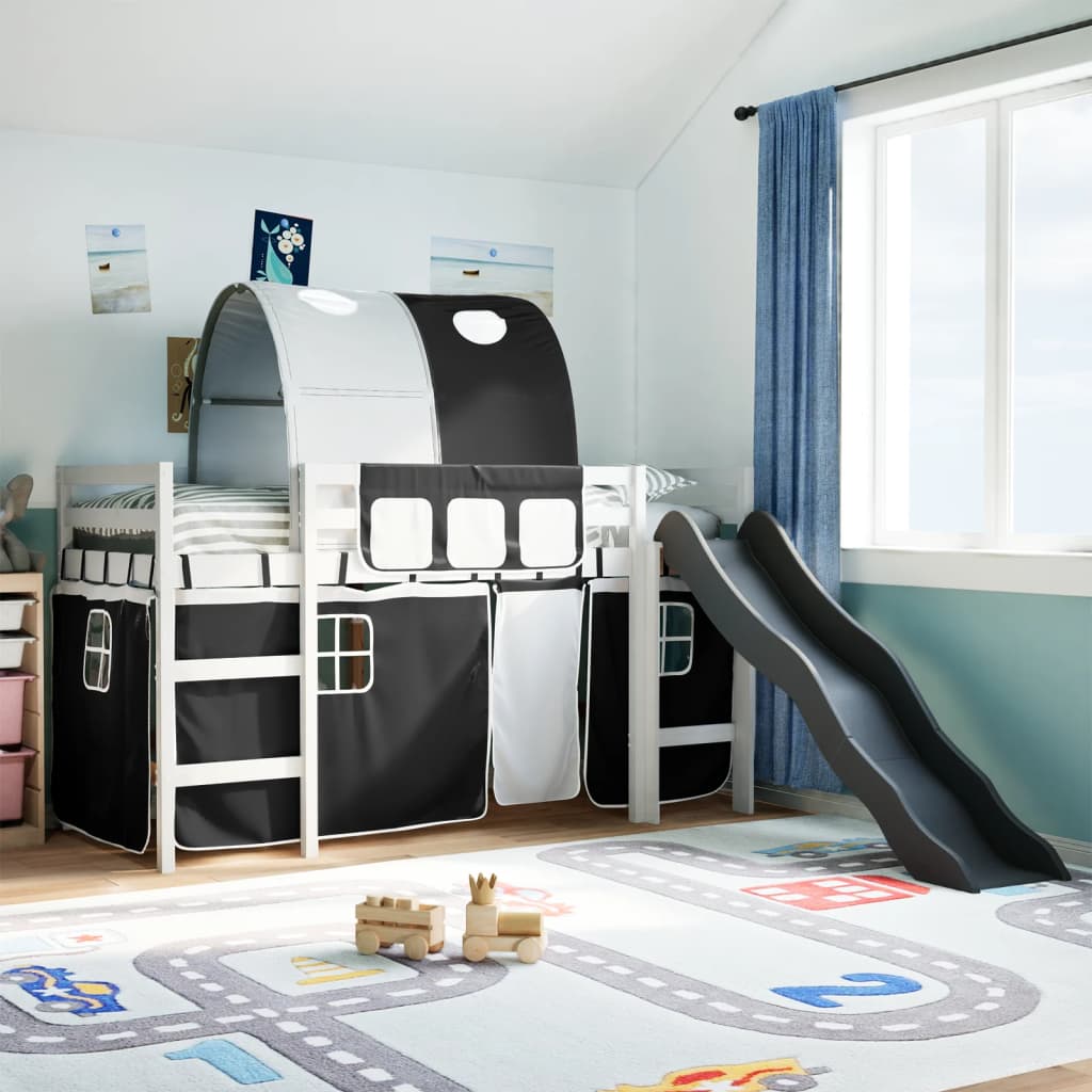 Kids' Loft Bed With Tunnel Blue Solid Wood Pine