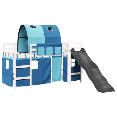 Kids' Loft Bed With Tunnel Blue Solid Wood Pine