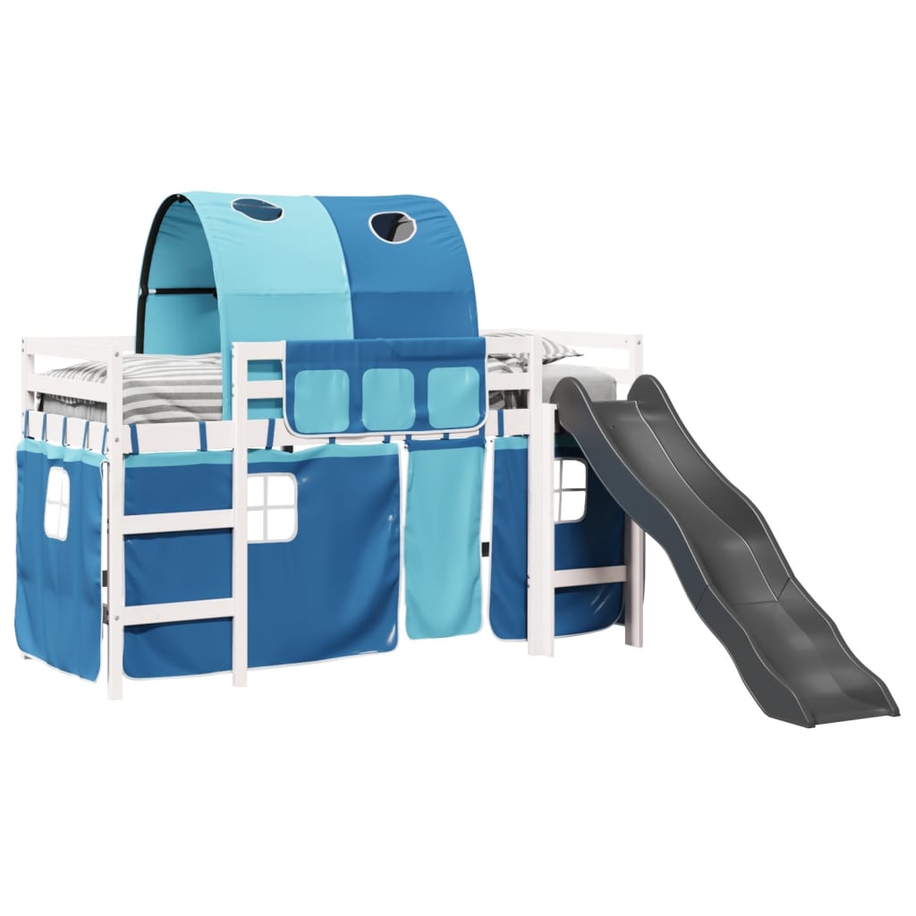Kids' Loft Bed With Tunnel Blue Solid Wood Pine