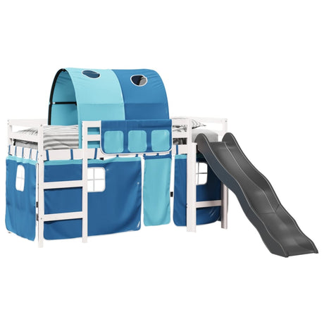 Kids' Loft Bed With Tunnel Blue Solid Wood Pine