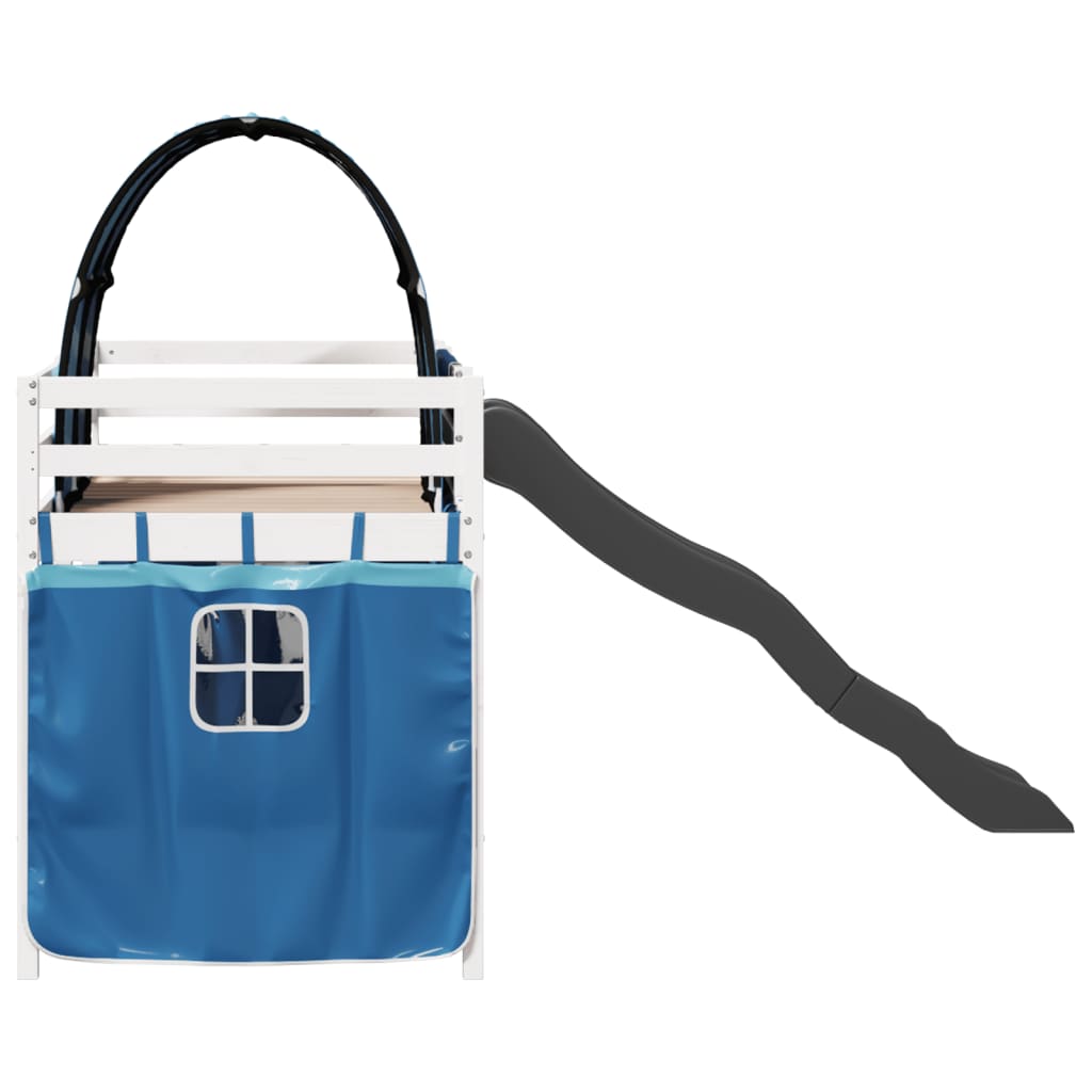 Kids' Loft Bed With Tunnel Blue Solid Wood Pine