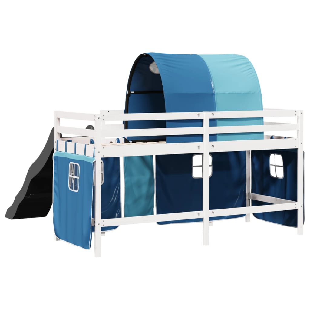 Kids' Loft Bed With Tunnel Blue Solid Wood Pine