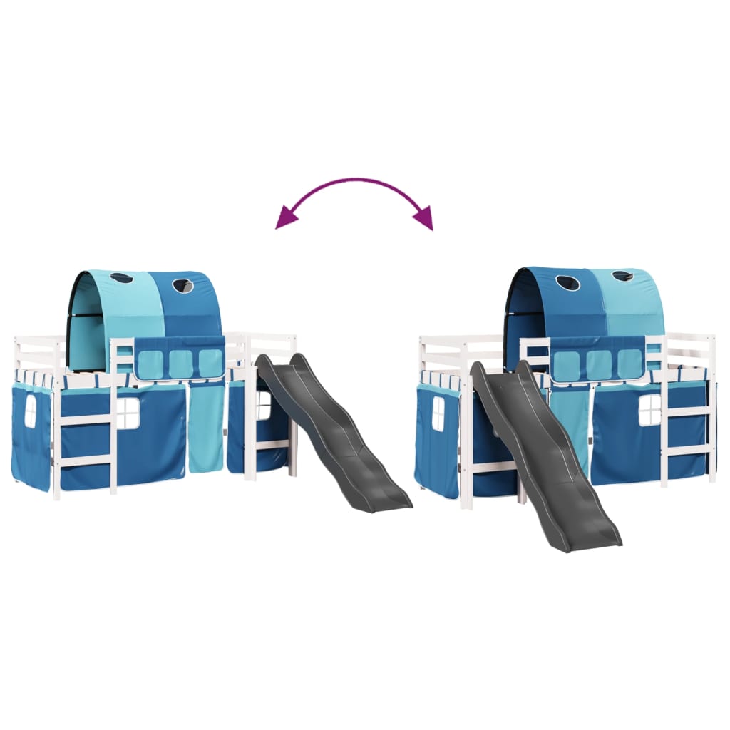 Kids' Loft Bed With Tunnel Blue Solid Wood Pine