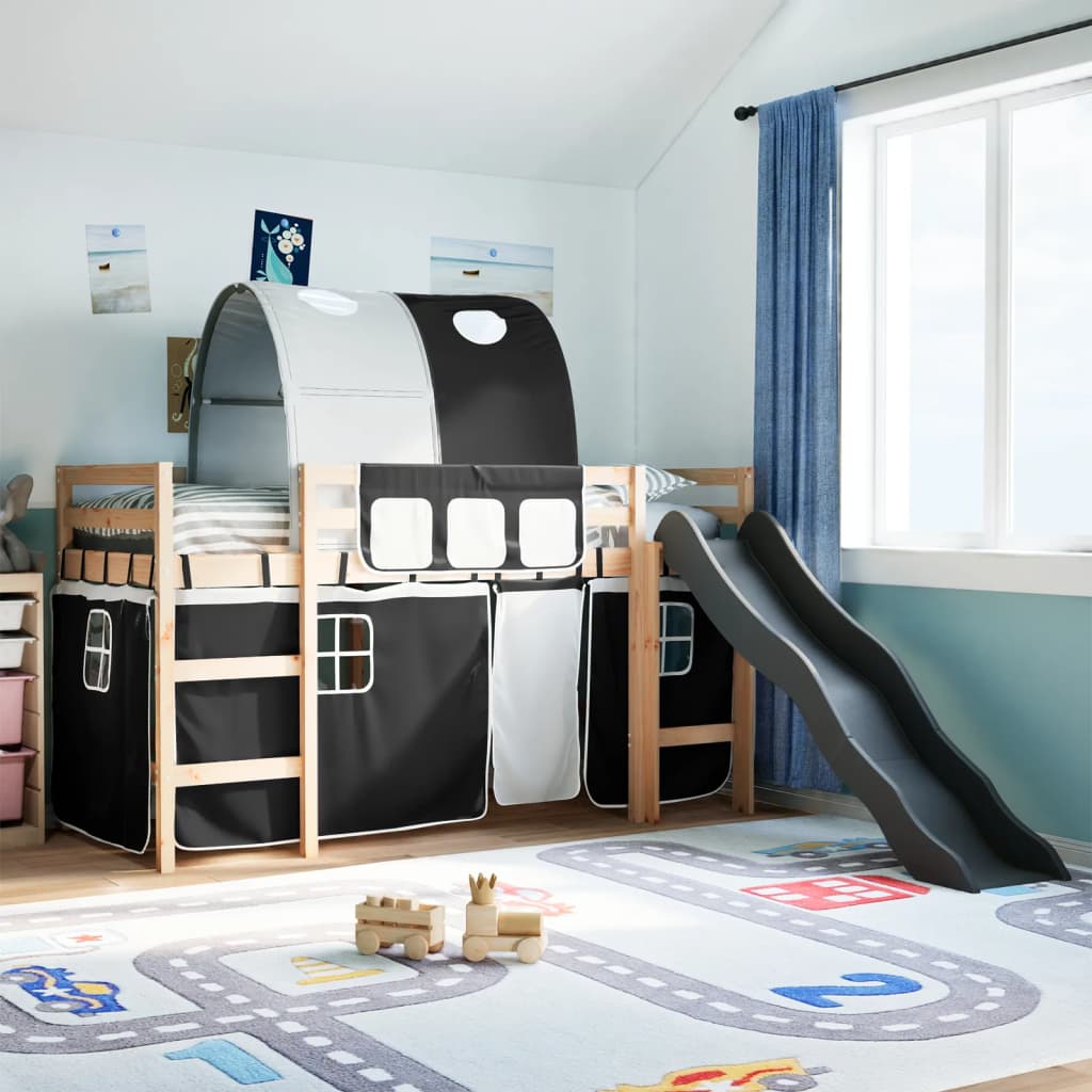 Kids' Loft Bed With Tunnel Blue Solid Wood Pine