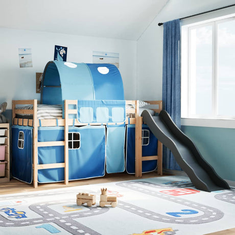 Kids' Loft Bed With Tunnel Blue Solid Wood Pine