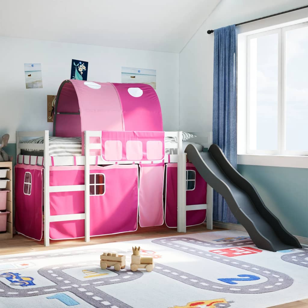 Kids' Loft Bed With Tunnel Blue Solid Wood Pine