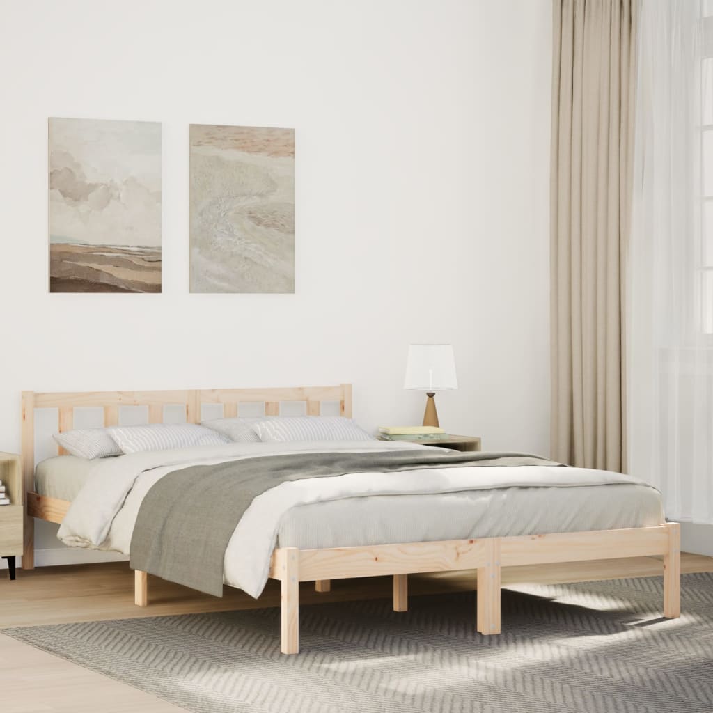 810076 Bed Frame Without Mattress Solid Wood