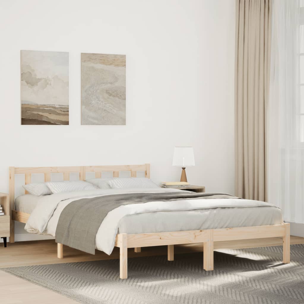 810076 Bed Frame Without Mattress Solid Wood