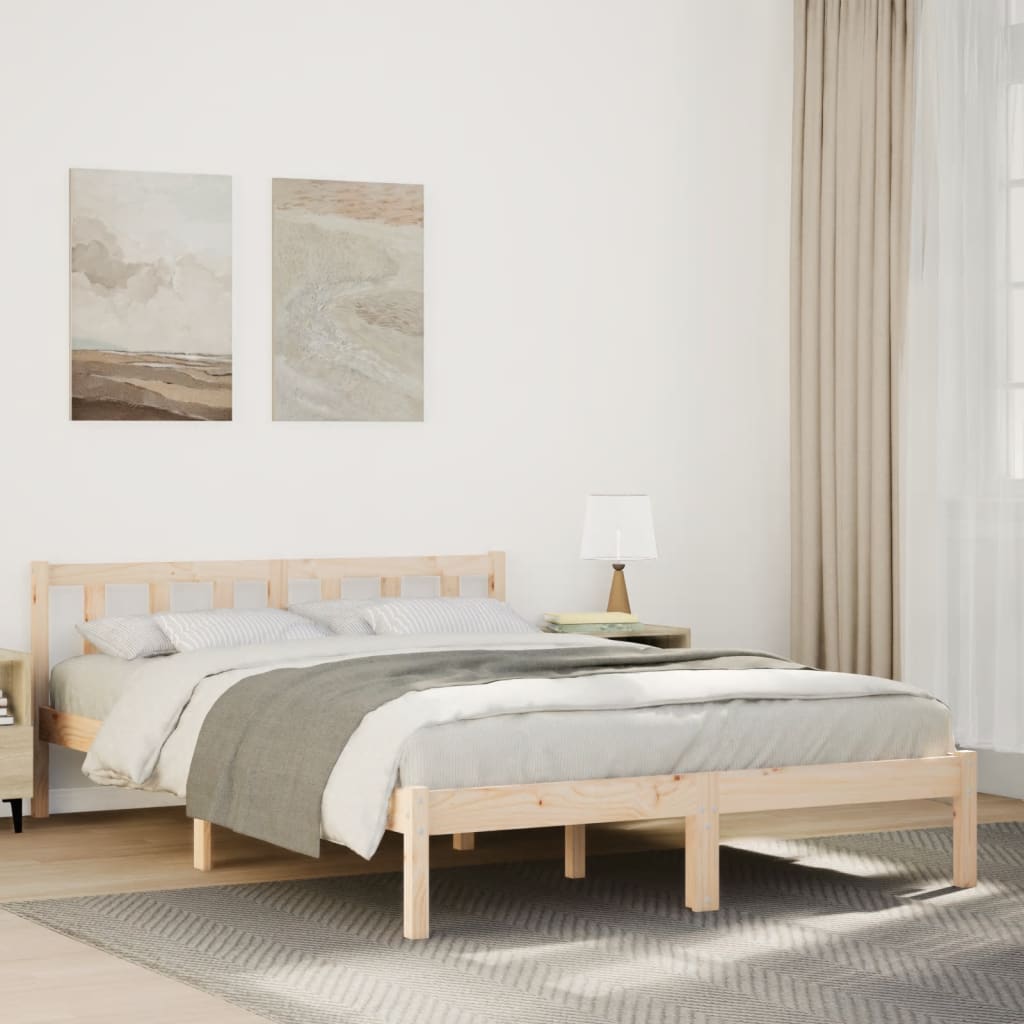 810076 Bed Frame Without Mattress Solid Wood