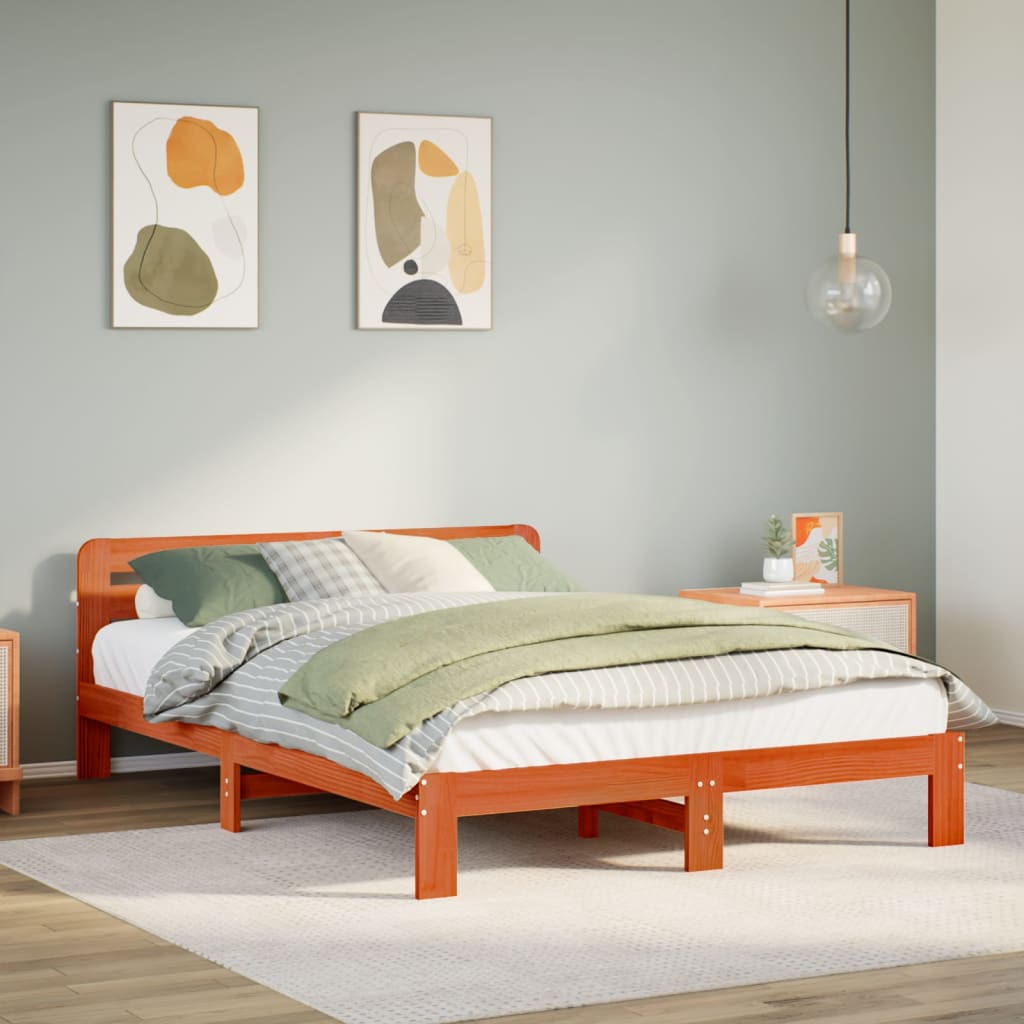 Bed Frame Without Mattress King Size Solid Wood Pine