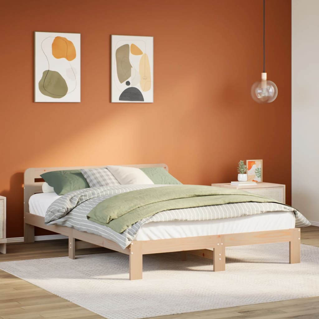 Bed Frame Without Mattress King Size Solid Wood Pine