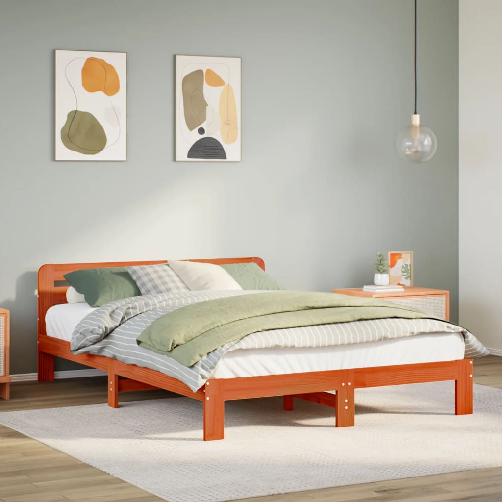 Bed Frame Without Mattress King Size Solid Wood Pine